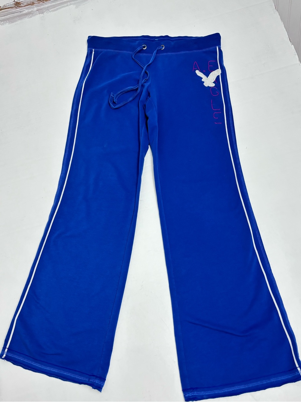 Y2K American Eagle Activewear Trainer Blue Drawstring Sweatpants Medium Large